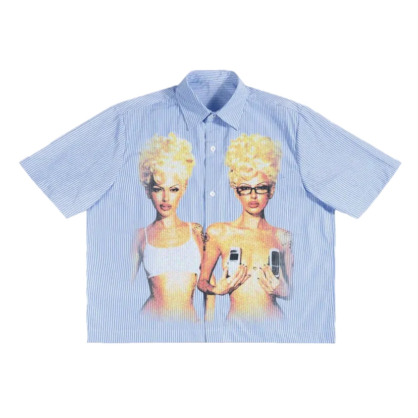 Works Of Madness Blondies Blue Button Up