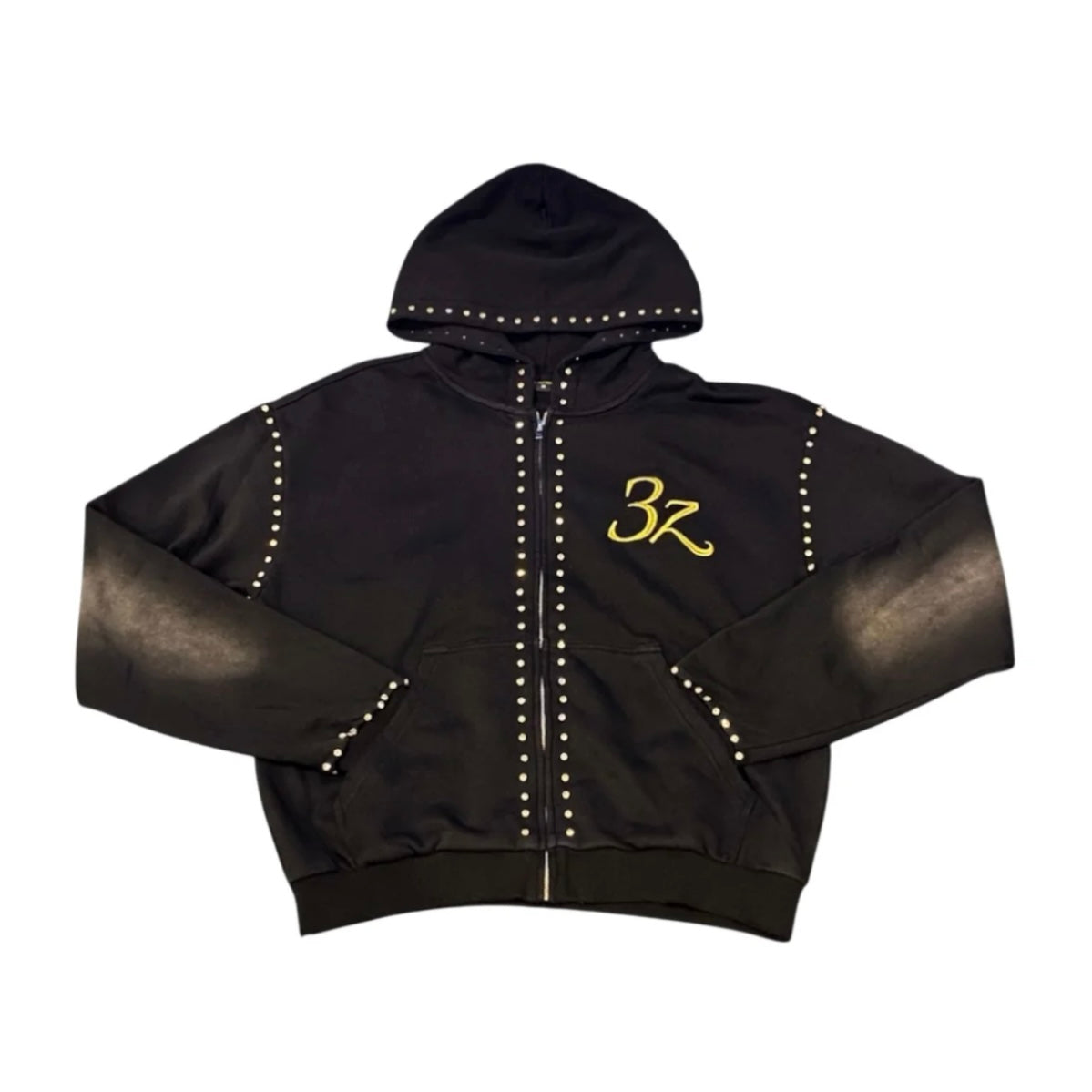 Threze WrldWide 3Z Embellished Zip Up Black