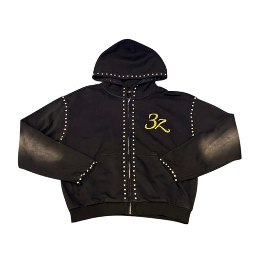 Threze WrldWide 3Z Embellished Zip Up Black