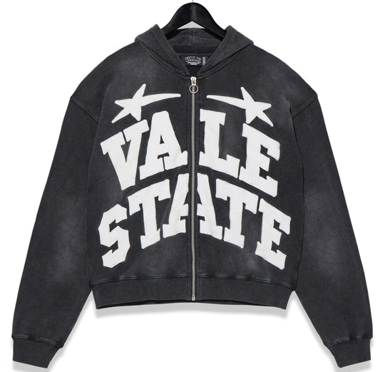 Vale Sun Washed Black Vale State Hoodie