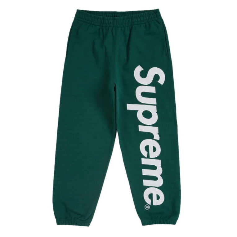 Supreme Applique Dark Green Satin Logo Sweatpants