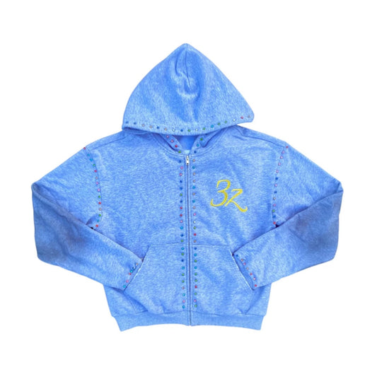 Threze WrldWide 3Z Embellished Zip Up Grey