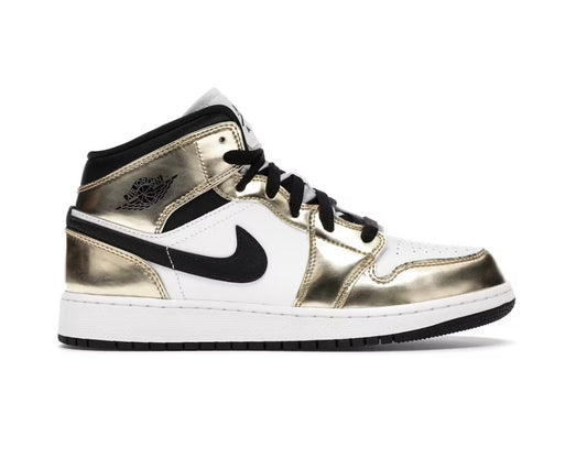 Jordan 1 Mid Metallic Gold Black White