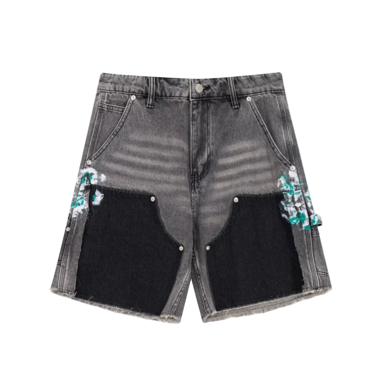 Undeveloped Grey Split Painters Denim Jorts