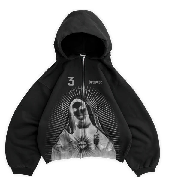 Bravest Black Mary Zip Up Hoodie