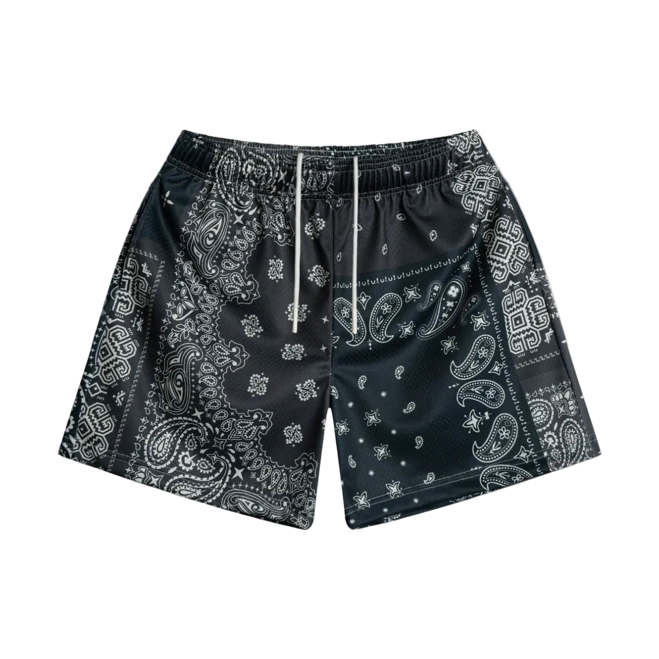 Bravest Patchwork Paisley Shorts Black