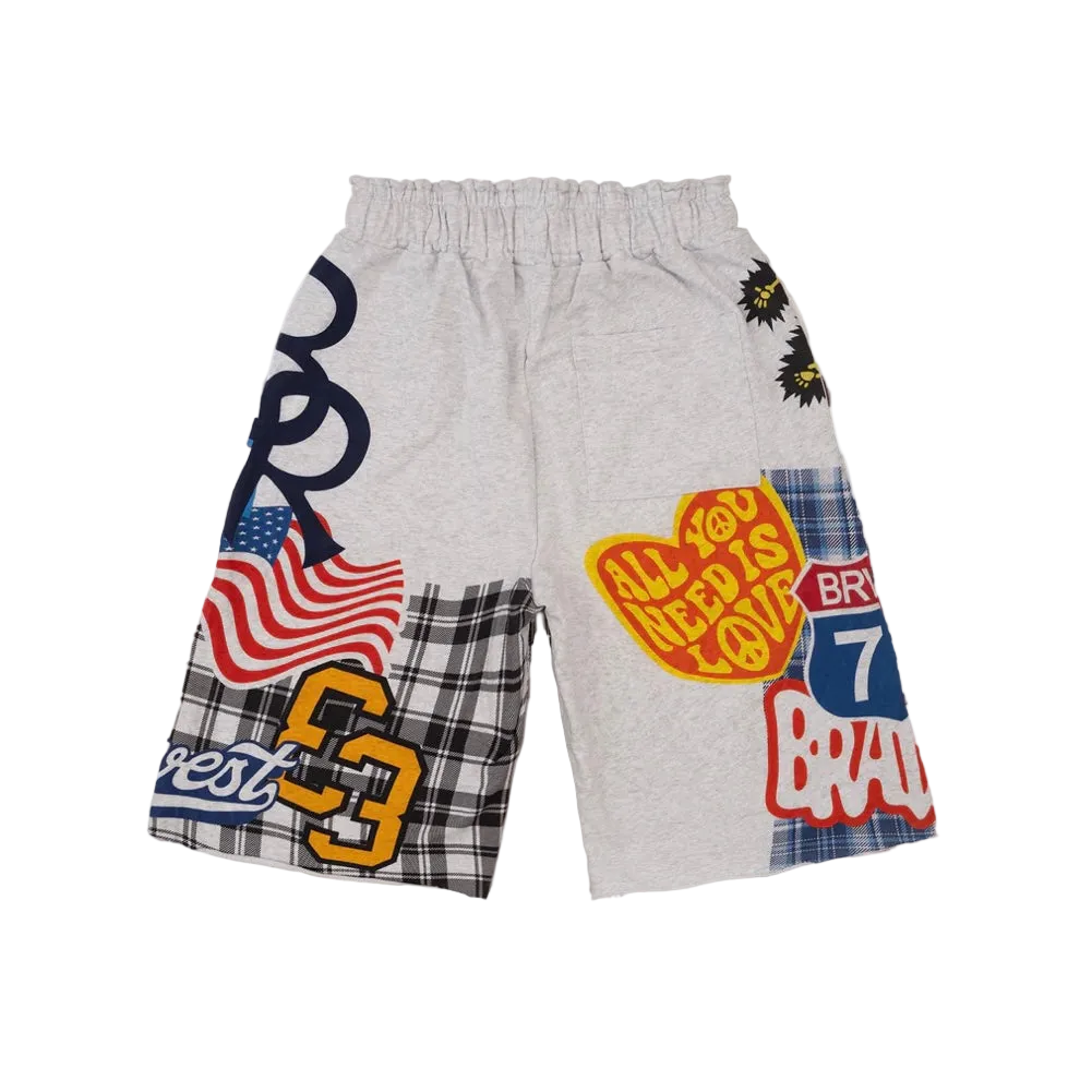 Bravest Patchwork Baggy Sweatshorts Heather
