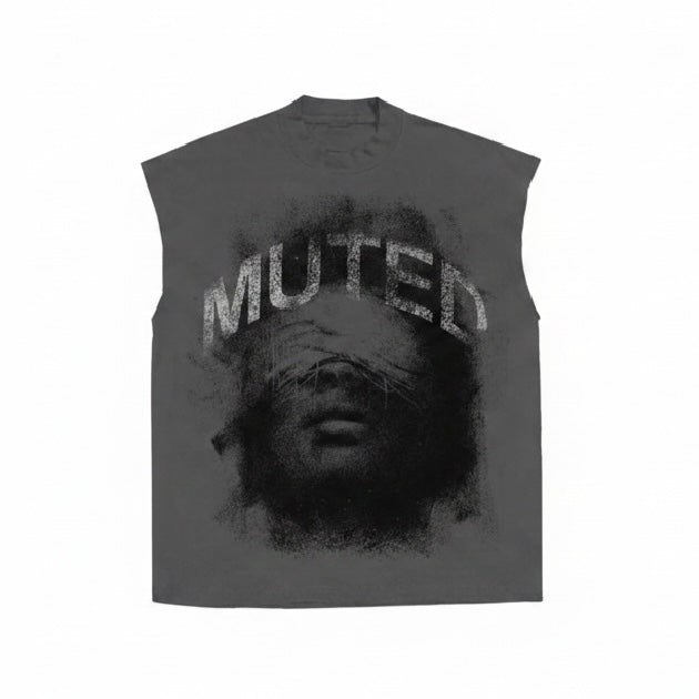 Works Of Madness Muted Sleeveless Tee Grey