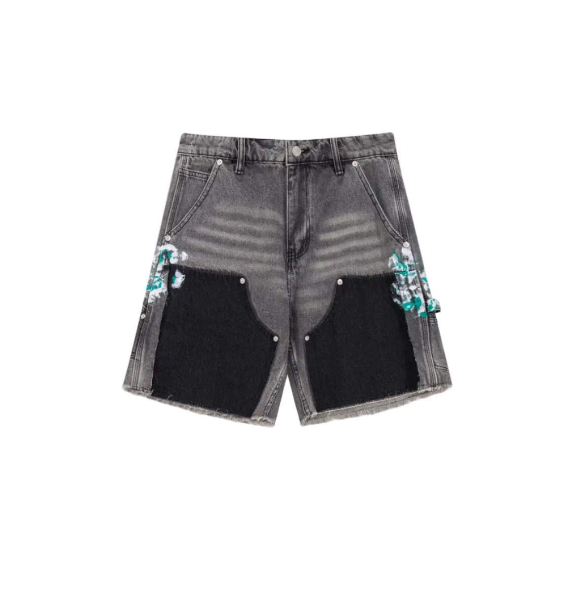 Undeveloped Grey Split Painters Denim Jorts