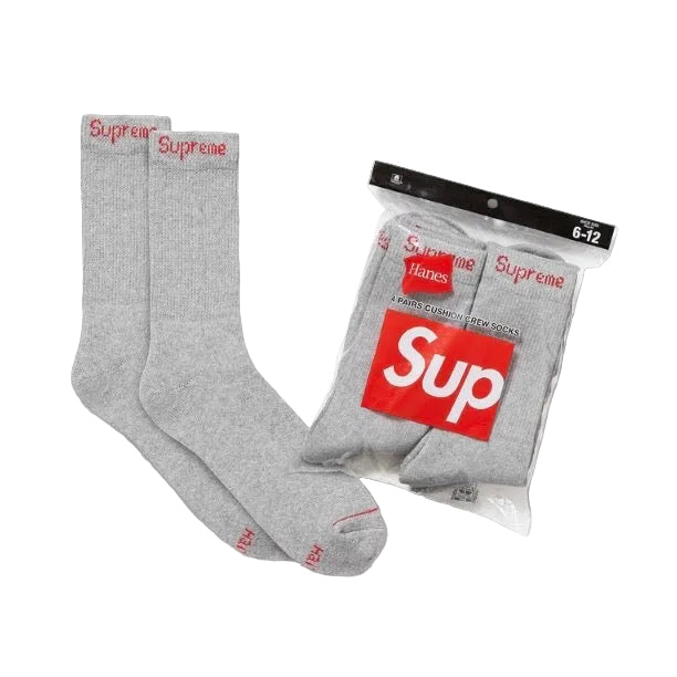 Supreme x Hanes Socks 4 Pack Grey