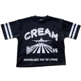 Cream Landing Tee Black