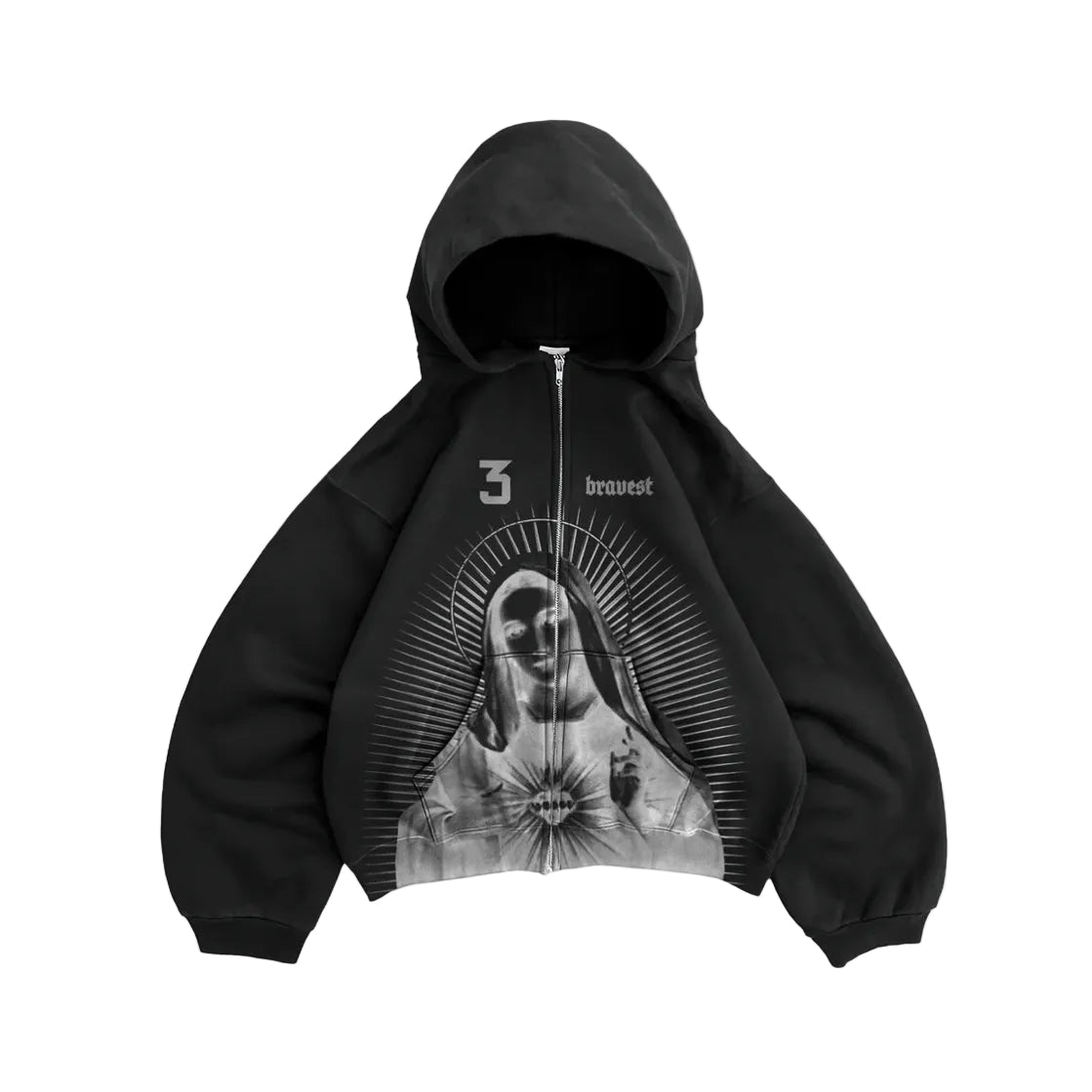 Bravest Black Mary Zip Up Hoodie