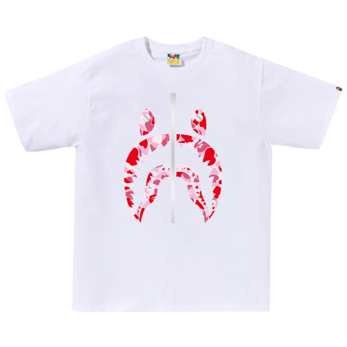 Bape White ABC Camo Shark T-Shirt Pink