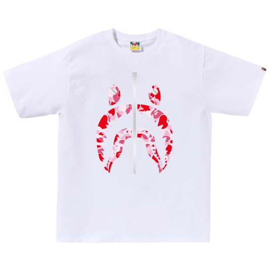 Bape White ABC Camo Shark T-Shirt Pink