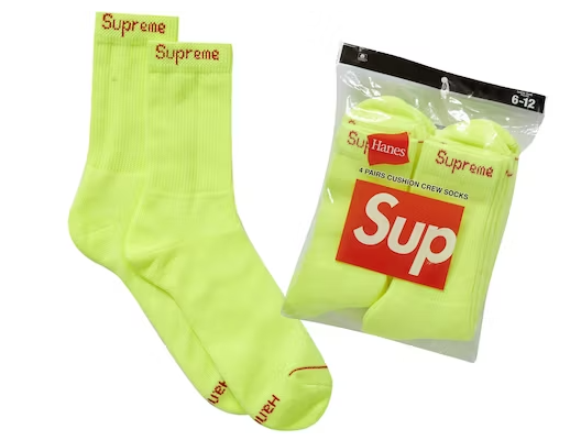 Supreme x Hanes Crew Sock Neon (SS23)