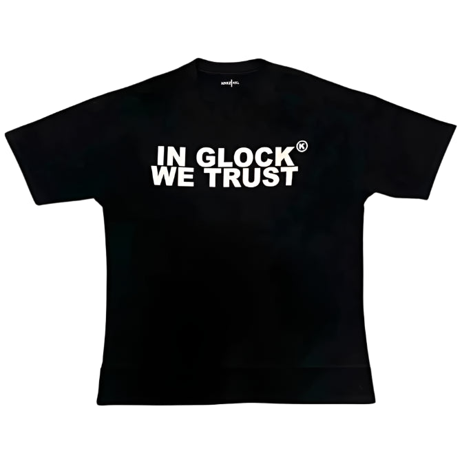 In Glock We Trust White Black Tee