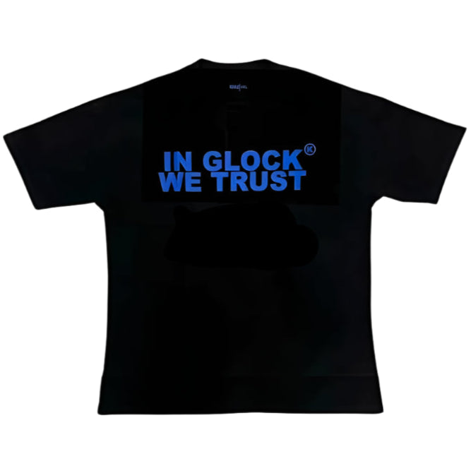 In Glock We Trust Black Blue Tee