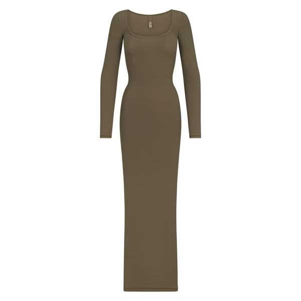 Skims Rib Long Sleeve Dress Army