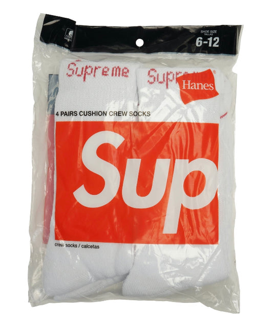 Supreme x Hanes Crew Sock White (4 Pack)