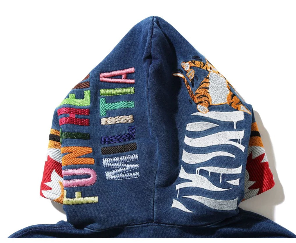 Bape Blue Denim Tiger Full Zip Hoodie