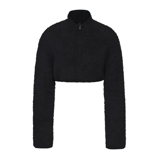 Skims Cozy Knit Cropped Pullover Onyx