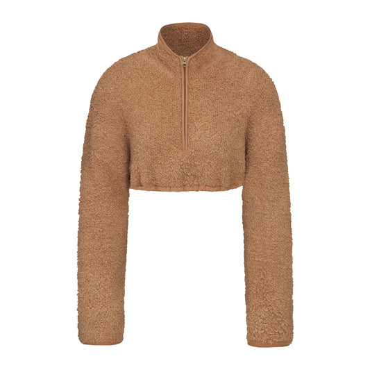 Skims Cozy Knit Cropped Pullover Camel