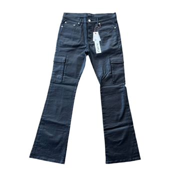 Purple Flared Waxed Denim Black