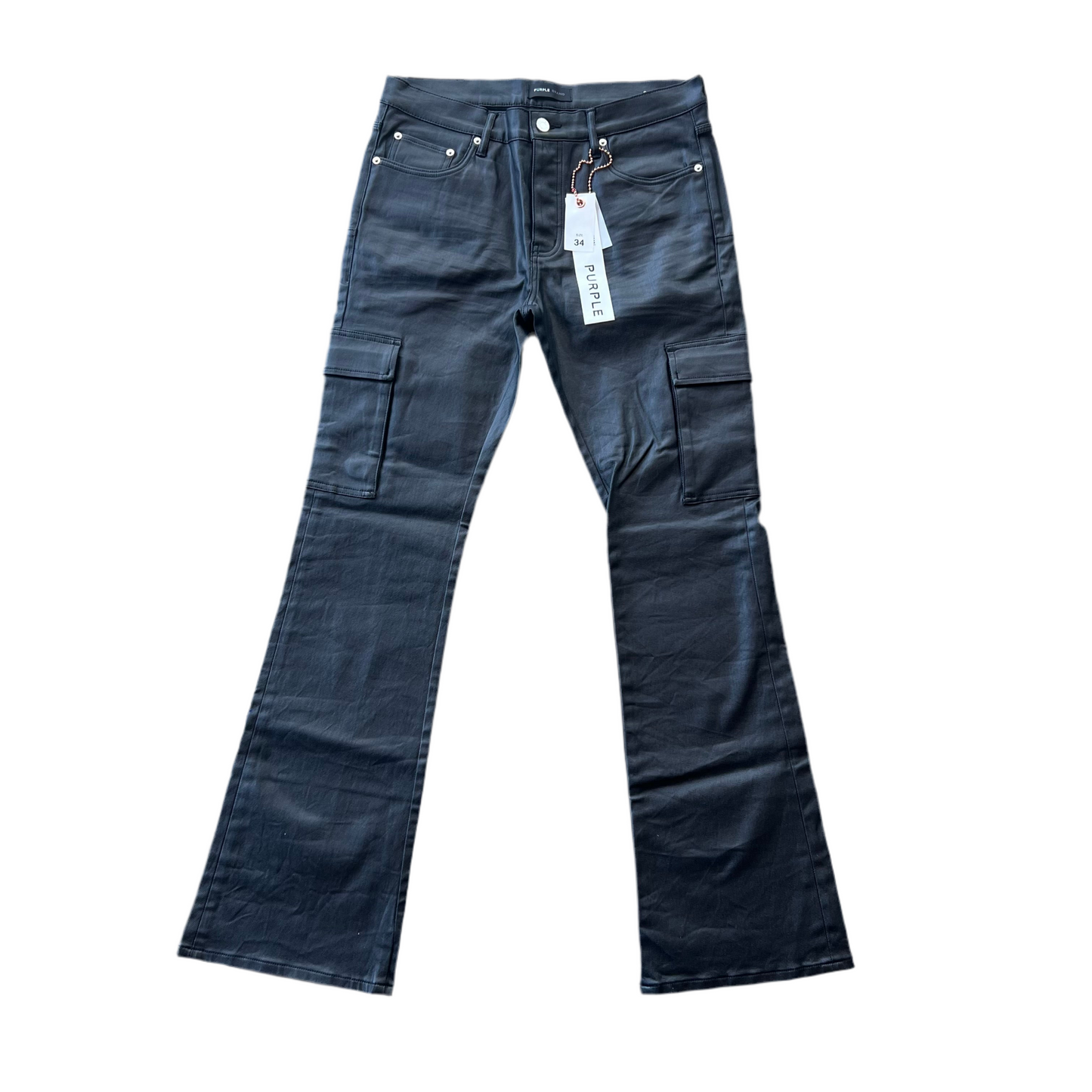 Purple Flared Waxed Denim Black