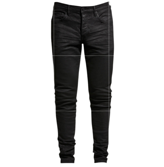 Purple Low Rise Coated Black Skinny Jeans