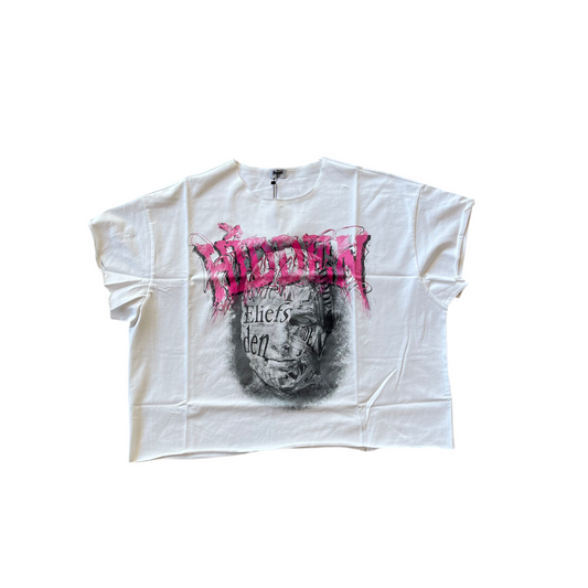 Hidden Beliefs Distressed Face Tee White