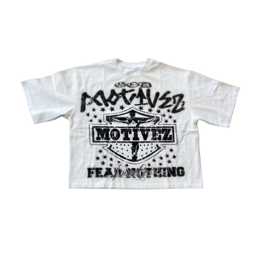 God Motives Harley Gem Stone White Tee