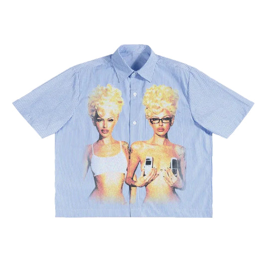 Works Of Madness Blondies Blue Button Up