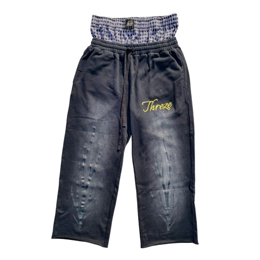 Threze WrldWide Double Waisted Sweats Black