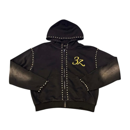 Threze WrldWide 3Z Embellished Zip Up Black