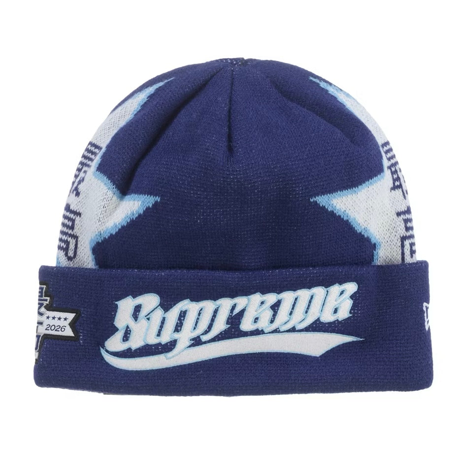 Supreme New Era Star Beanie Navy