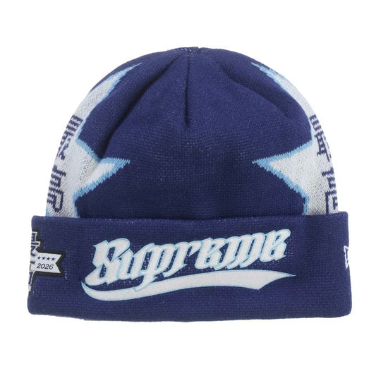 Supreme New Era Star Beanie Navy