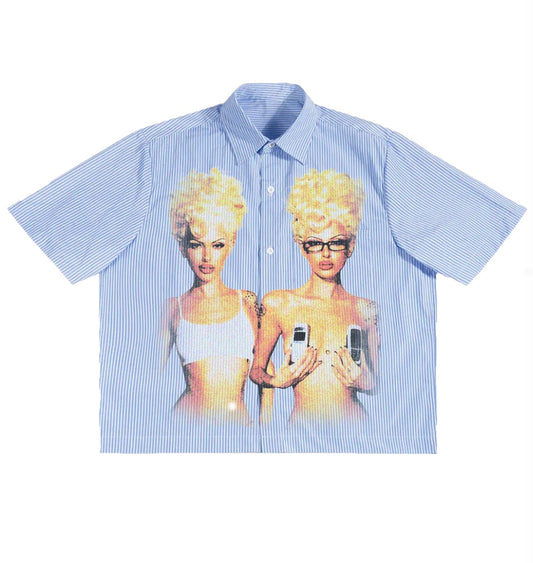 Works Of Madness Blondies Blue Button Up