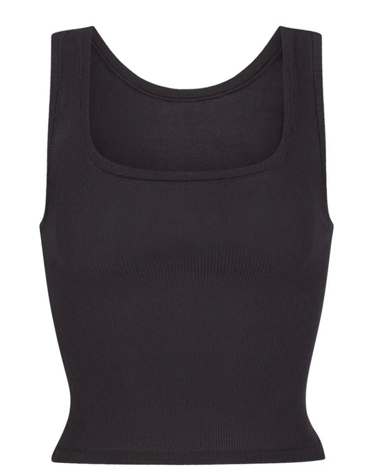 Skims Cotton Rib Tank Black