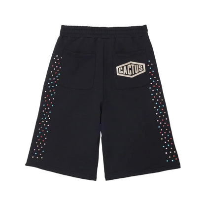 AZVA Crystal Cactus Sweat Shorts Black
