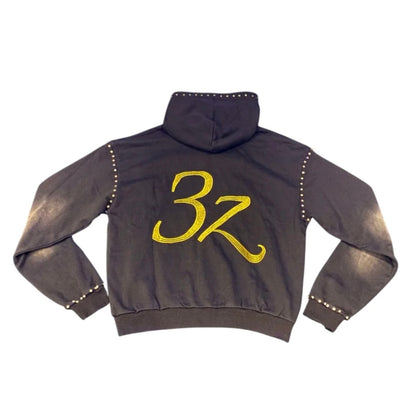 Threze WrldWide 3Z Embellished Zip Up Black