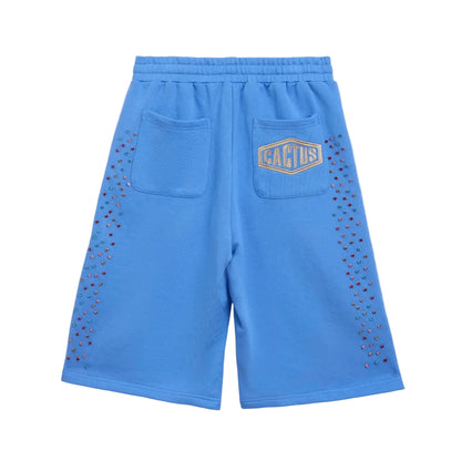 AZVA Crystal Cactus Sweat Shorts Baby Blue