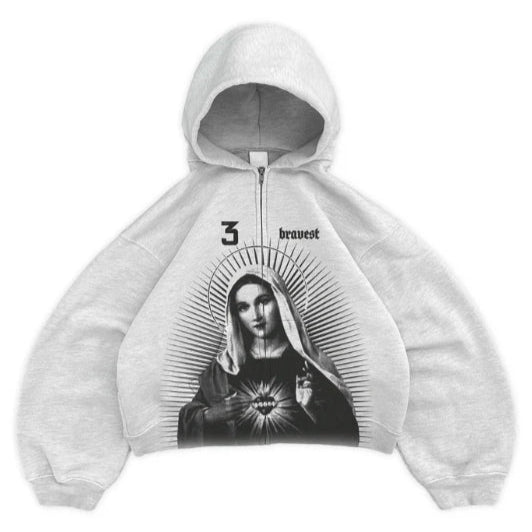 Bravest Grey Mary Zip Up Hoodie