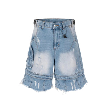 Undeveloped Azul Distressed Cargo Denim Jorts