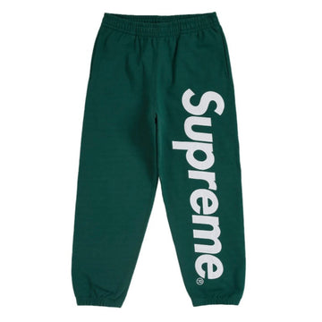 Supreme Applique Dark Green Satin Logo Sweatpants
