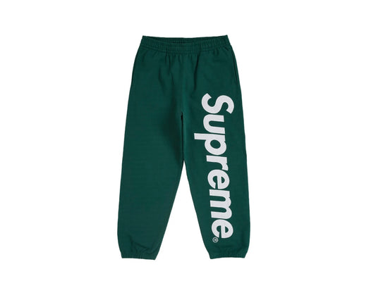 Supreme Applique Dark Green Satin Logo Sweatpants