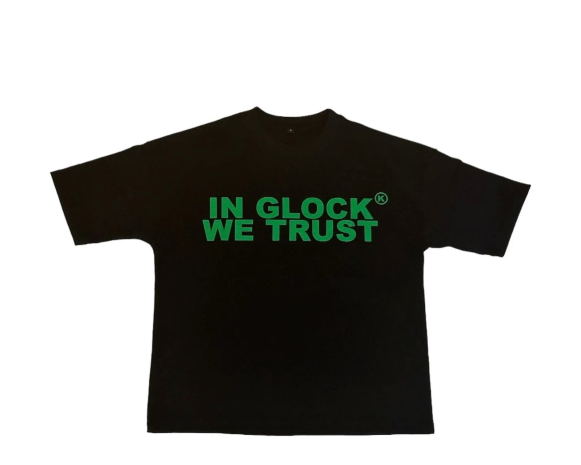 In Glock We Trust Black Green Tee