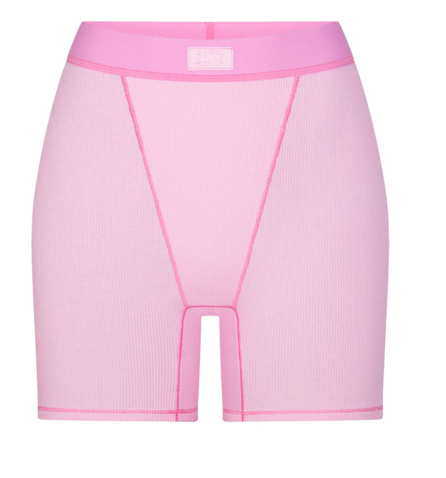 Skims Cotton Rib Shorts Pink