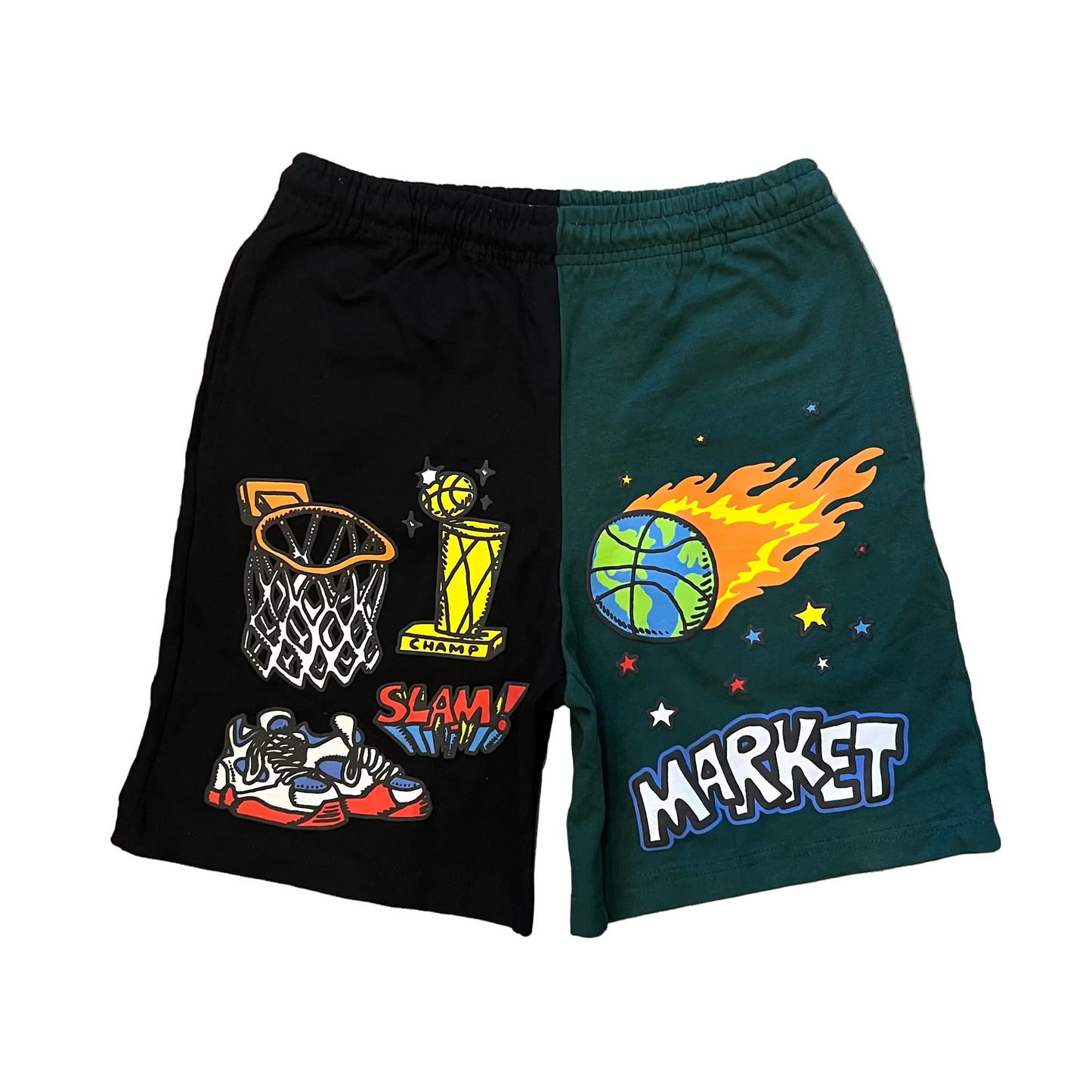 WN Green And Black Split Shorts