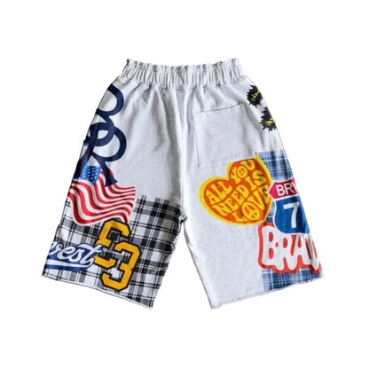 Bravest Patchwork Baggy Sweatshorts Heather