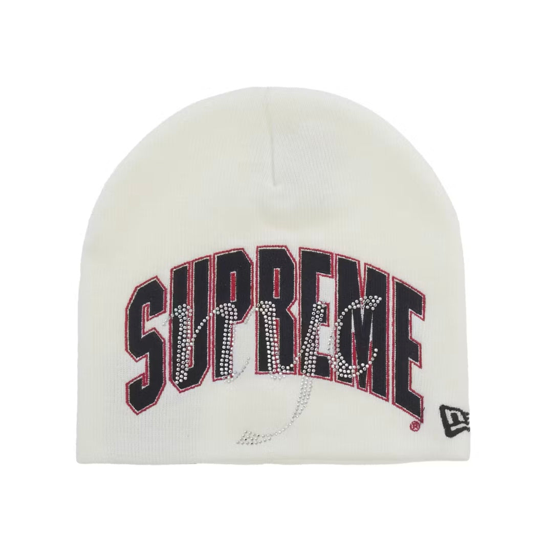 Supreme New Era Rhinestone Beanie White
